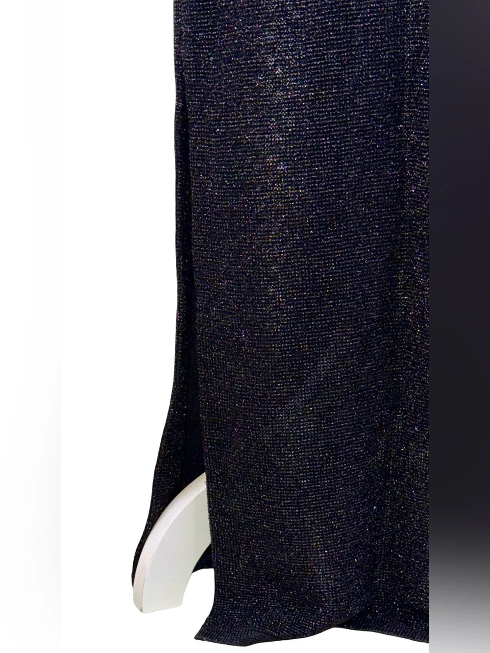 FENDI BLACK METALLIC KNIT MAXI SKIRT